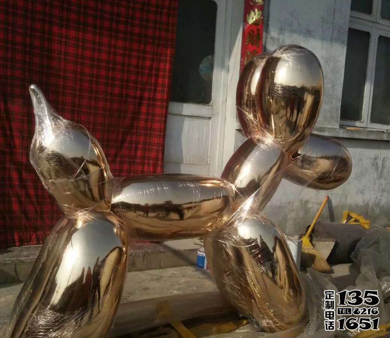 廣場創(chuàng)意玻璃鋼抽象金色氣球狗雕塑 廣場創(chuàng)意玻璃鋼抽象金色氣球狗雕塑